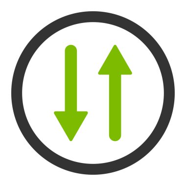 Arrows Exchange Vertical flat eco green and gray colors rounded vector icon