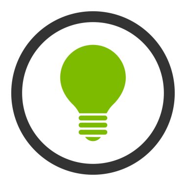 Electric Bulb flat eco green and gray colors rounded vector icon