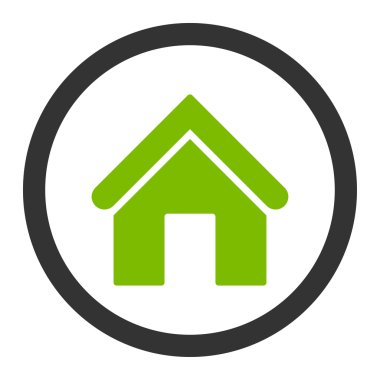 Ev düz eko yeşil ve gri renkler vektör simge yuvarlak