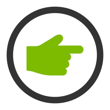 Index Finger flat eco green and gray colors rounded vector icon