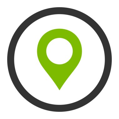 Map Marker flat eco green and gray colors rounded vector icon