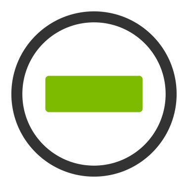 Minus flat eco green and gray colors rounded vector icon