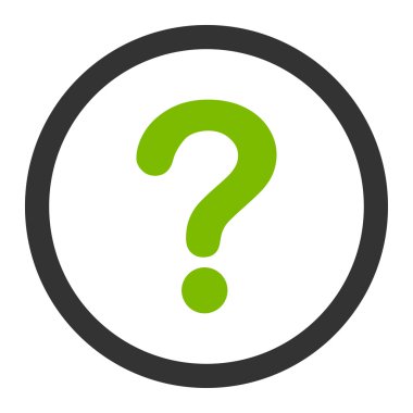 Question flat eco green and gray colors rounded vector icon