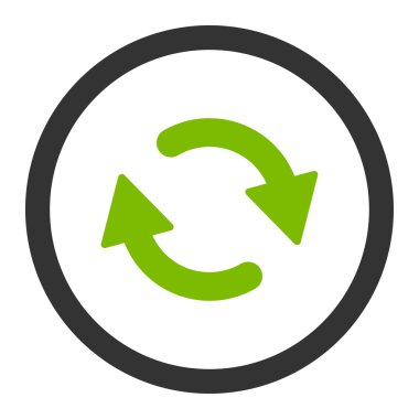 Düz yeşil ve gri renkleri yuvarlak vektör simgesini tazele