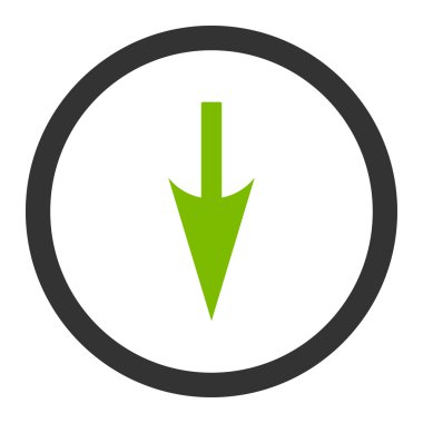 Sharp Down Arrow flat eco green and gray colors rounded vector icon