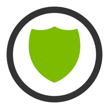 Shield flat eco green and gray colors rounded vector icon