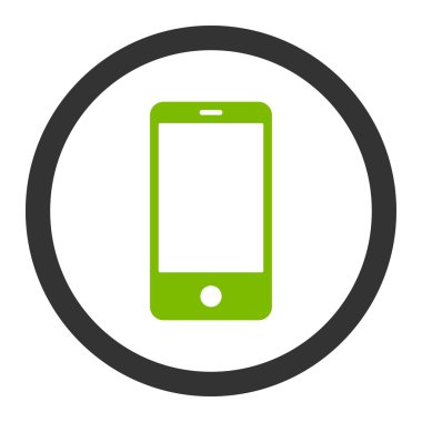 Akıllı telefon düz eko yeşil ve gri renkler yuvarlak vektör simgesi
