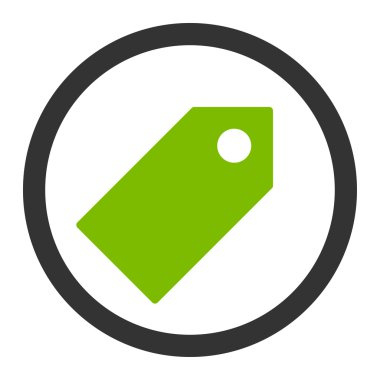 Tag flat eco green and gray colors rounded vector icon