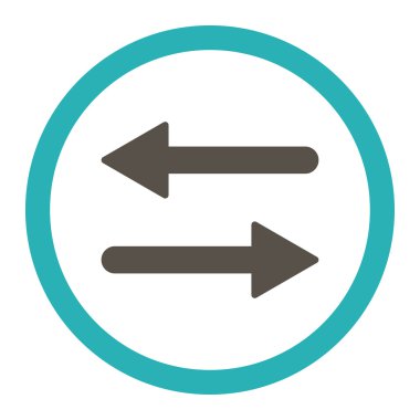 Düz gri ve cyan renklerini değiştirin yuvarlak vektör simgesi