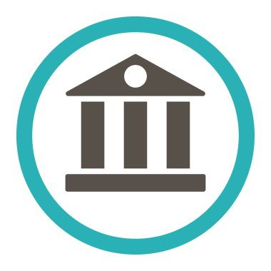 Bank flat grey and cyan colors rounded vector icon