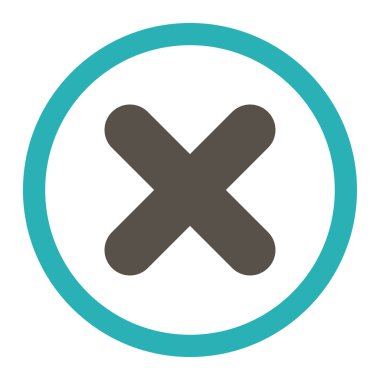 Cancel flat grey and cyan colors rounded vector icon