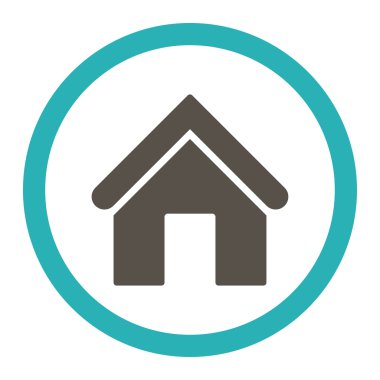 Ev düz gri ve cyan renkleri yuvarlanmış vektör simgesi