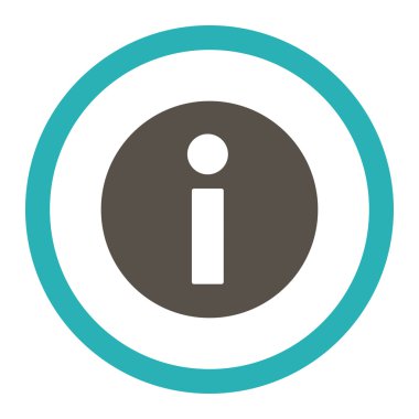 Bilgi düz gri ve cyan renkleri yuvarlanmış vektör simgesi