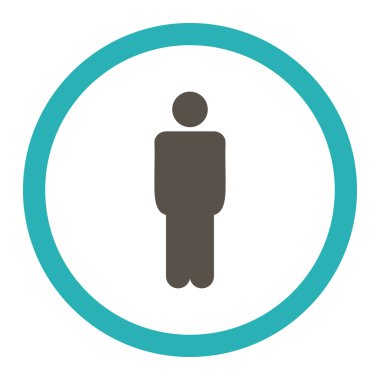 Man flat grey and cyan colors rounded vector icon