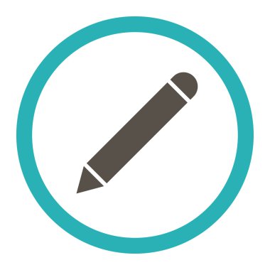 Pencil flat grey and cyan colors rounded vector icon