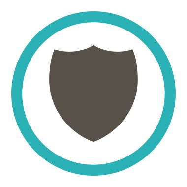 Shield flat grey and cyan colors rounded vector icon