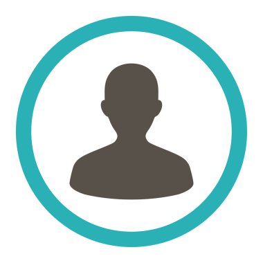 User flat grey and cyan colors rounded vector icon