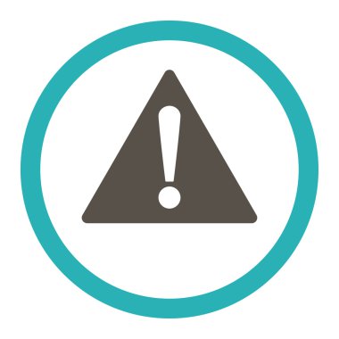 Warning flat grey and cyan colors rounded vector icon