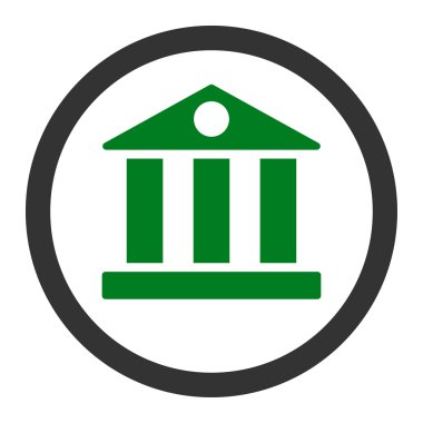 Bank flat green and gray colors rounded vector icon