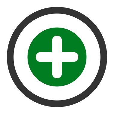 Düz yeşil ve gri renkli yuvarlak vektör simgesi oluştur