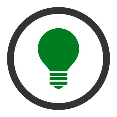 Elektrik ampulü düz yeşil ve gri renkler yuvarlak vektör simgesi