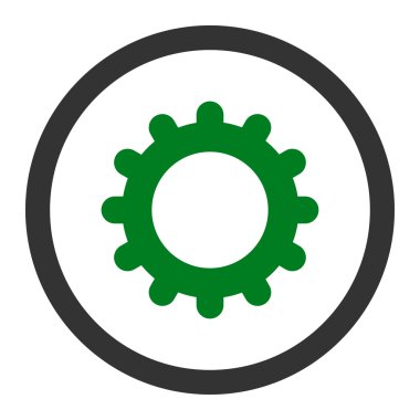 Gear flat green and gray colors rounded vector icon