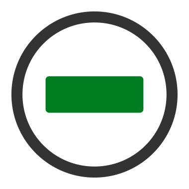 Minus flat green and gray colors rounded vector icon