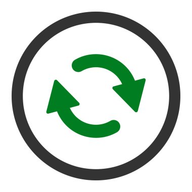 Düz yeşil ve gri renkleri yuvarlanmış vektör simgesini tazele