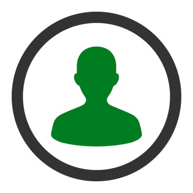 Kullanıcı düz yeşil ve gri renkler yuvarlak vektör simgesi