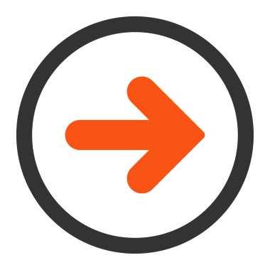 Ok Sağ düz turuncu ve gri renkler yuvarlak vektör simgesi