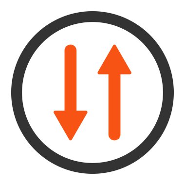 Arrows Exchange Vertical flat orange and gray colors rounded vector icon