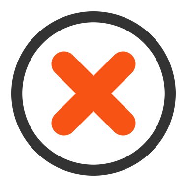 Düz turuncu ve gri renkli yuvarlak vektör simgesini iptal et