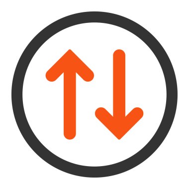 Flip flat orange and gray colors rounded vector icon