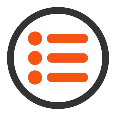 Items flat orange and gray colors rounded vector icon