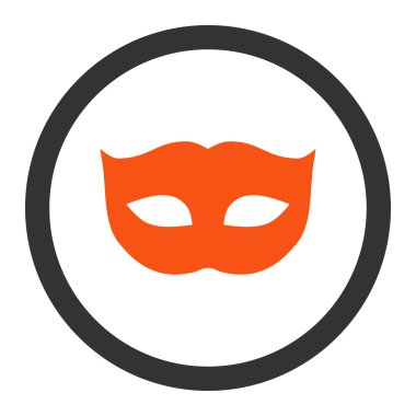 Gizlilik Maskesi düz turuncu ve gri renkli yuvarlak vektör simgesi