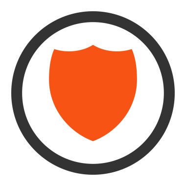 Shield flat orange and gray colors rounded vector icon