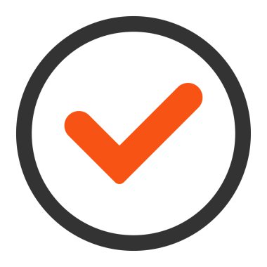 Yes flat orange and gray colors rounded vector icon