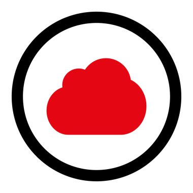Cloud flat intensive red and black colors rounded vector icon