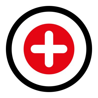 Create flat intensive red and black colors rounded vector icon