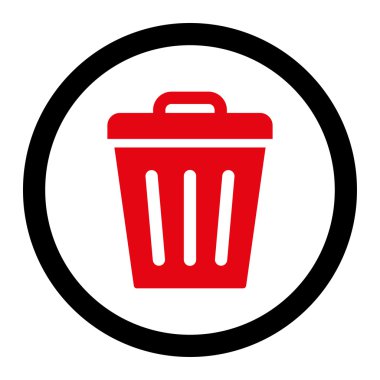 Çöp Kutusu Yoğun kırmızı ve siyah renkli yuvarlanmış vektör simgesi