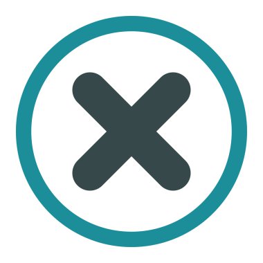 Düz mavi renkli yuvarlak vektör simgesini iptal et