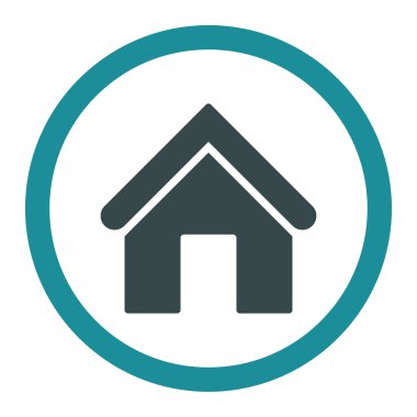 Ev düz mavi renkler yuvarlak vektör simgesi