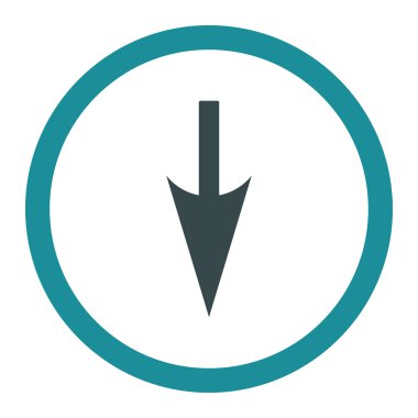 Sharp Down Arrow düz yumuşak mavi renkler yuvarlak vektör simgesi