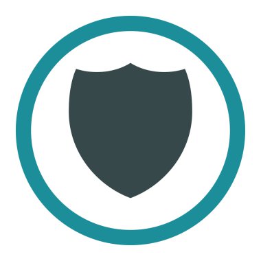 Kalkan düz mavi renkler yuvarlak vektör simgesi