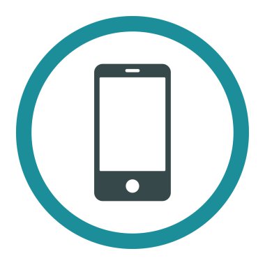 Akıllı telefon düz yumuşak mavi renkler yuvarlak vektör simgesi