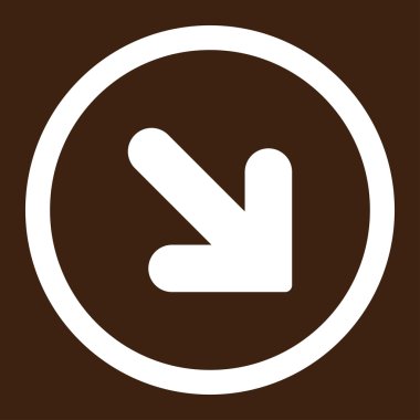 Arrow Down Right flat white color rounded vector icon