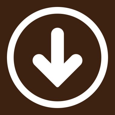 Arrow Down flat white color rounded vector icon
