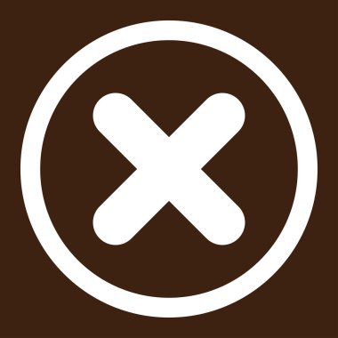 Cancel flat white color rounded vector icon