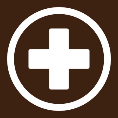 Artı düz beyaz renk vektör simge yuvarlak