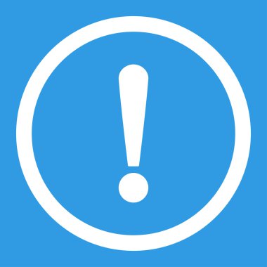 Exclamation Sign flat white color rounded vector icon